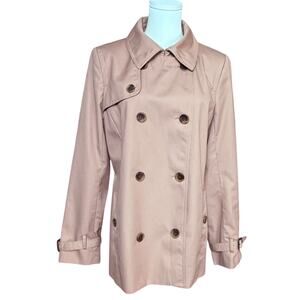 J. Crew Collection Icon Trench Coat Jacket Light Khaki Size 12 Button Closure